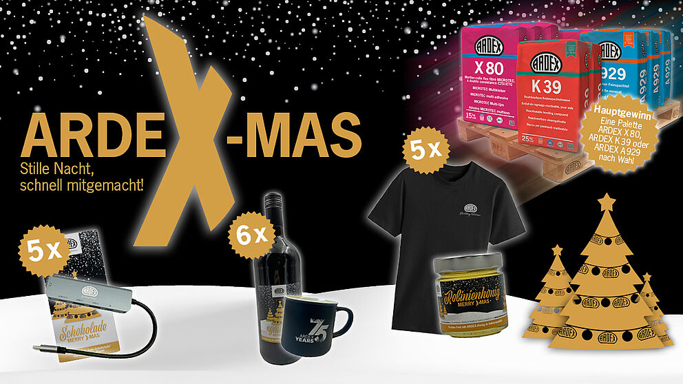 ARDEXMAS Adventsgewinnspiel Banner mit Preisen